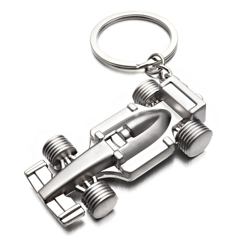 Custom Red Color 3D Racing Car Metal Keychain