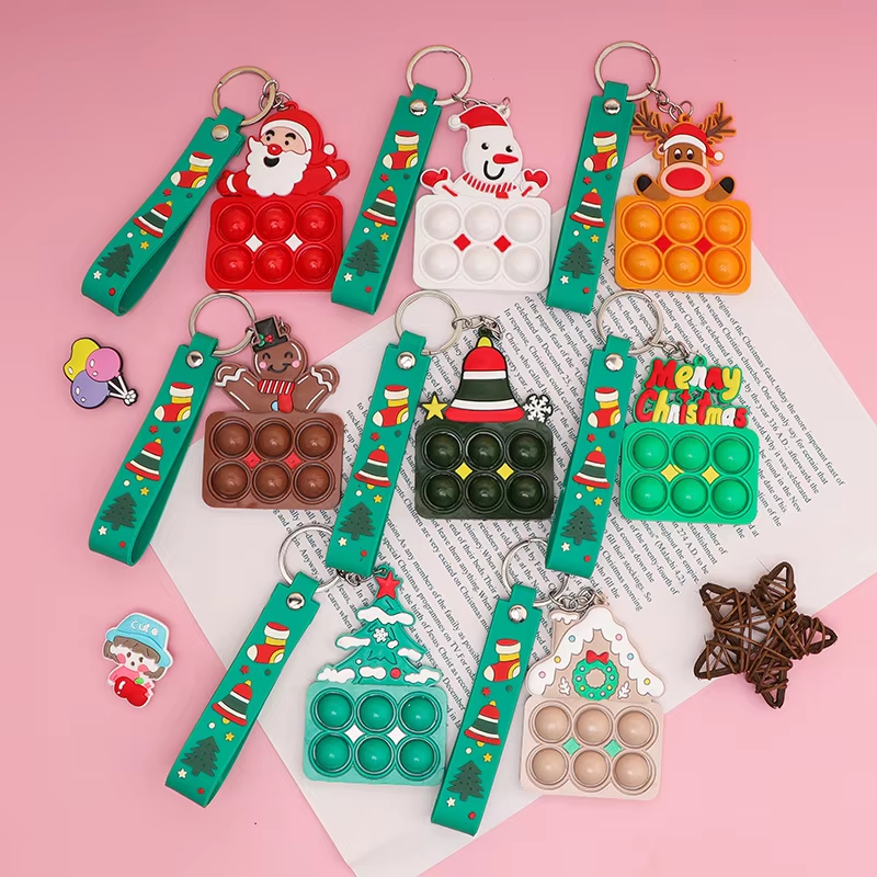 Christmas Gifts Silicone Keychain Xmas Tree Snowman Accessories Pendant Cute Soft Glue Doll Cute Key Ring