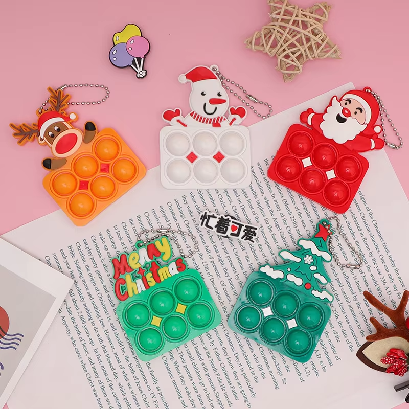 Christmas Gifts Silicone Keychain Xmas Tree Snowman Accessories Pendant Cute Soft Glue Doll Cute Key Ring