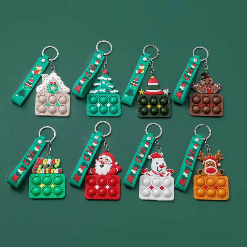 Christmas Gifts Silicone Keychain Xmas Tree Snowman Accessories Pendant Cute Soft Glue Doll Cute Key Ring