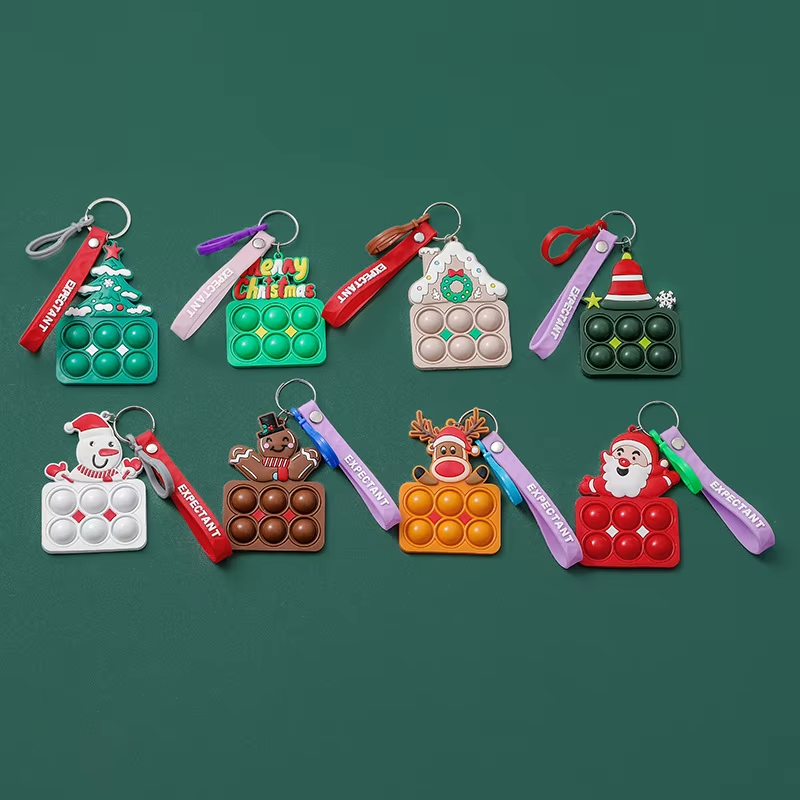 Christmas Gifts Silicone Keychain Xmas Tree Snowman Accessories Pendant Cute Soft Glue Doll Cute Key Ring