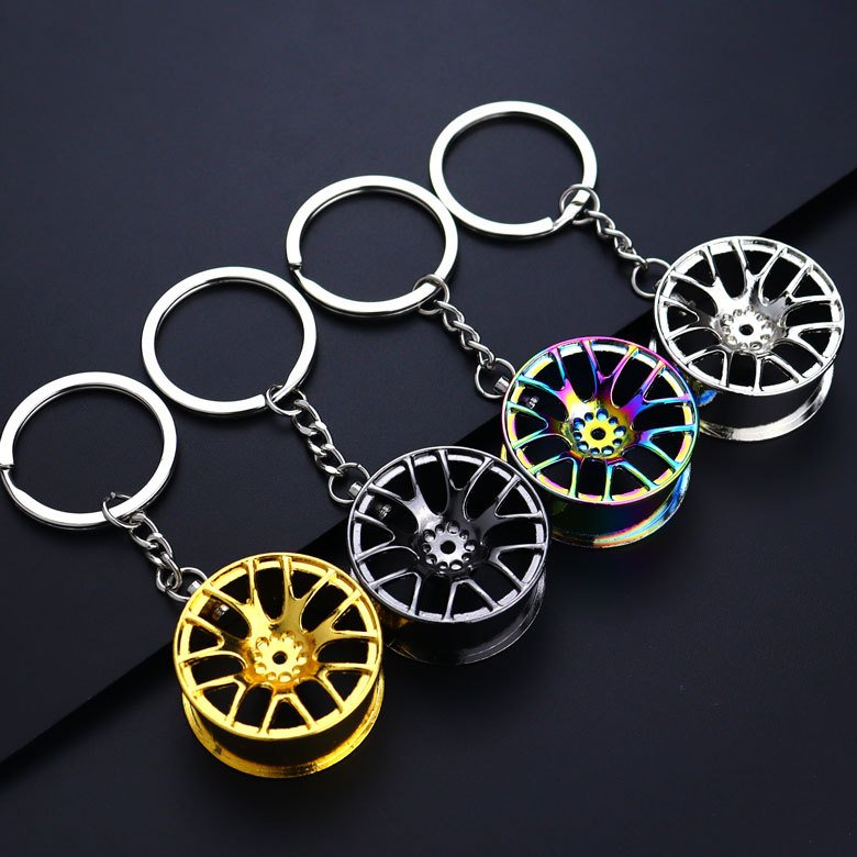 Custom Logo car metal keychain absorber Piston Disc Brake Rotor Turbo Metal Car Keychains