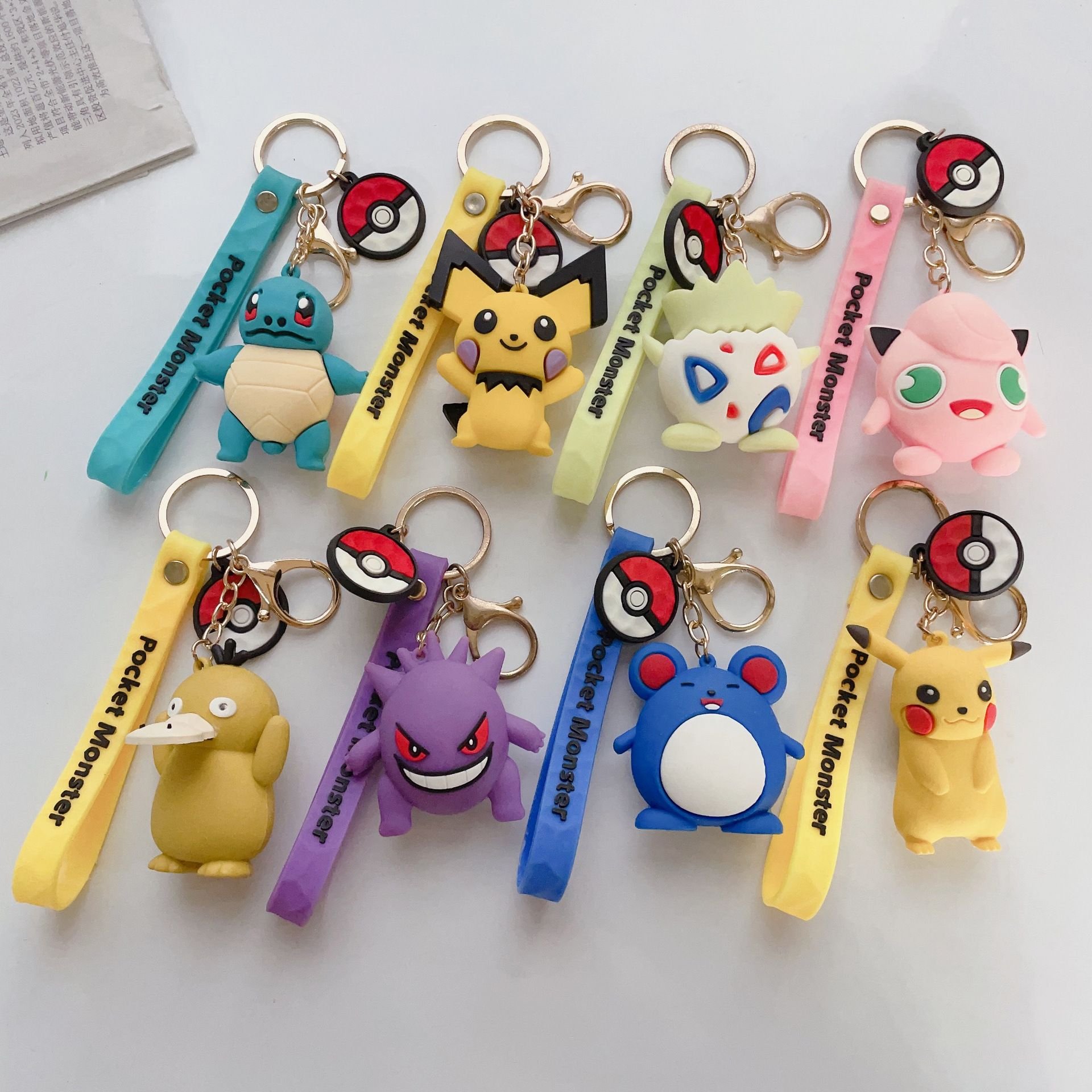 Wholesale Anime Collection Pocket Monster 3D Soft PVC Rubber Key Chains Pendant Accessories Custom Pokemon Keychain