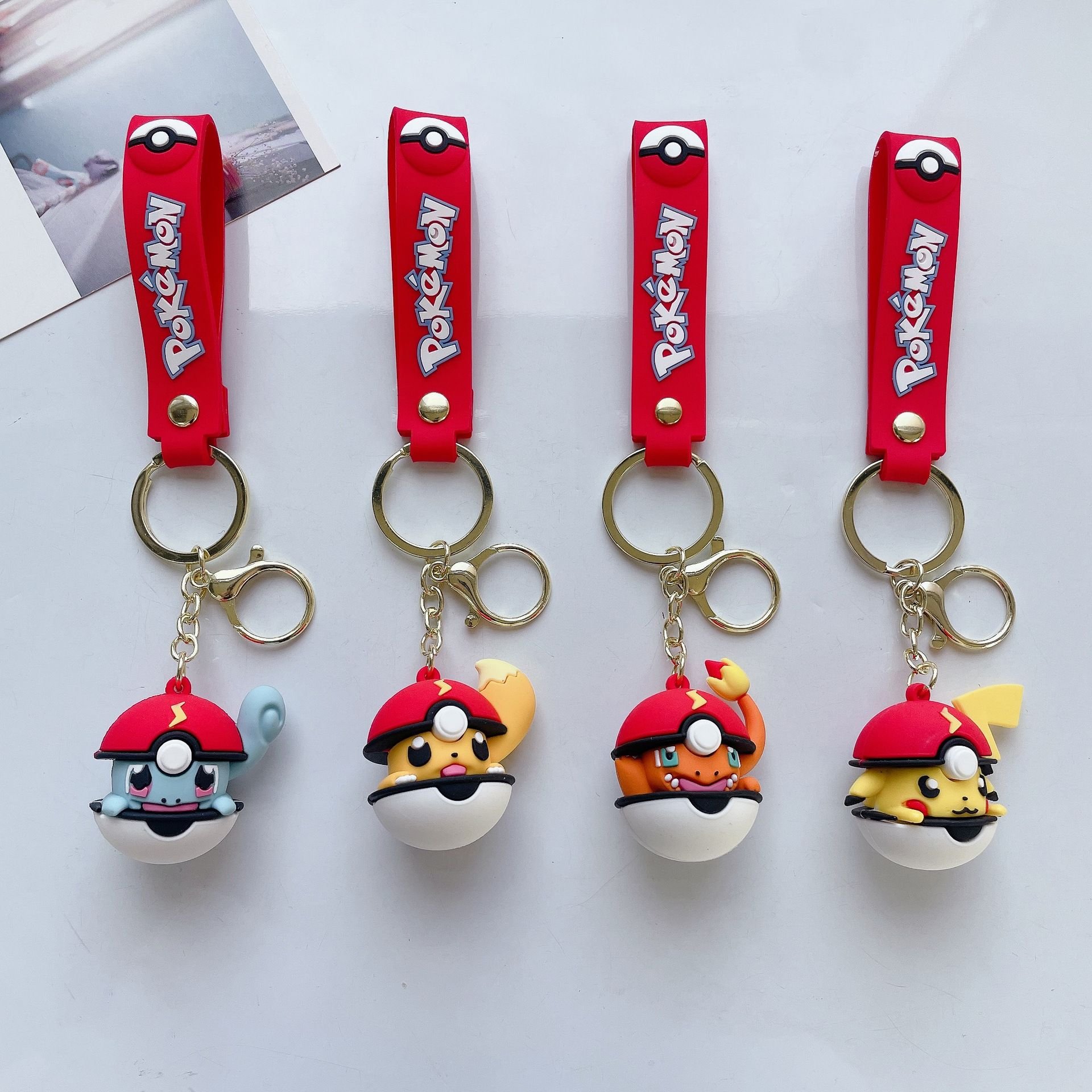 Wholesale Anime Collection Pocket Monster 3D Soft PVC Rubber Key Chains Pendant Accessories Custom Pokemon Keychain