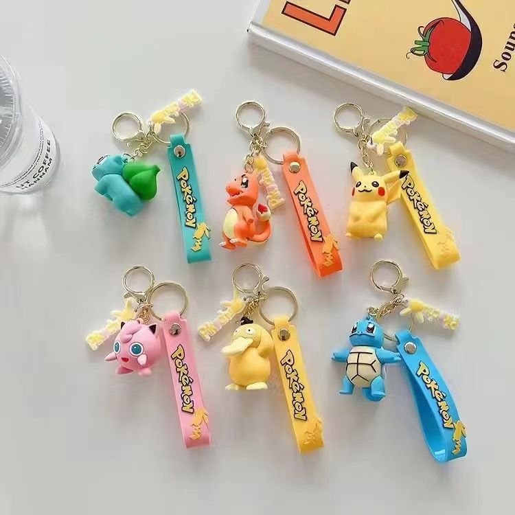 Wholesale Anime Collection Pocket Monster 3D Soft PVC Rubber Key Chains Pendant Accessories Custom Pokemon Keychain