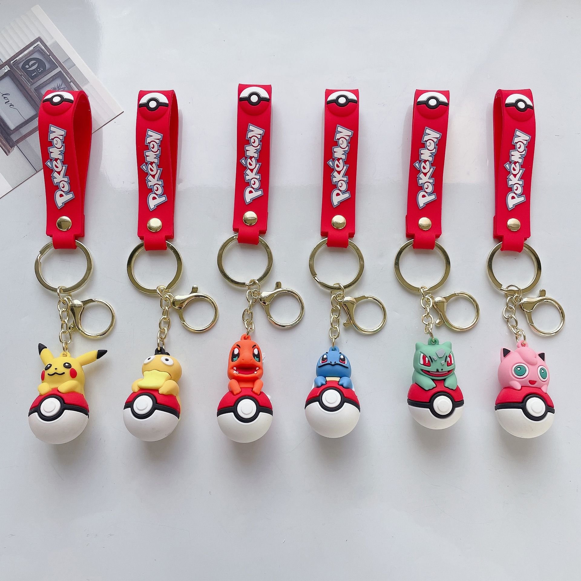 Wholesale Anime Collection Pocket Monster 3D Soft PVC Rubber Key Chains Pendant Accessories Custom Pokemon Keychain
