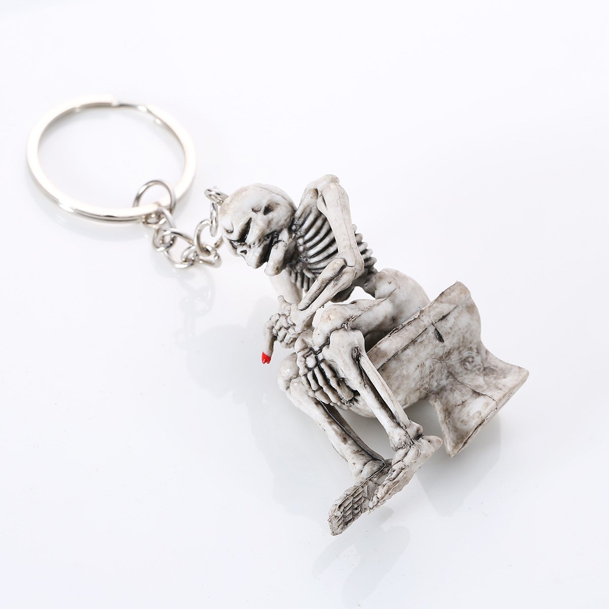 1 pc Trendy Creative grey Skulls skeleton Toilet Purse Bag Rubber Keychain Keyring Key Chain Gift car accessory bag pendant