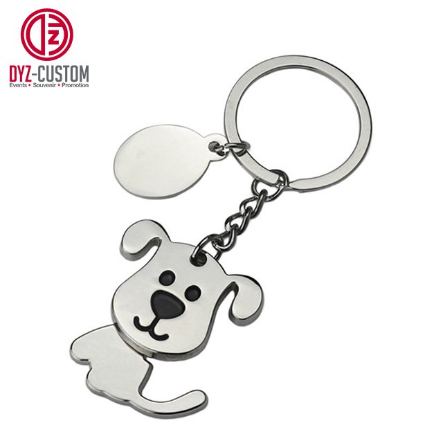 Cute Cartoon Cat Dog Metal Keychain Custom Alloy Key Holder Charm for Purse Hanging Ornament Car Accessory with Laser Logo