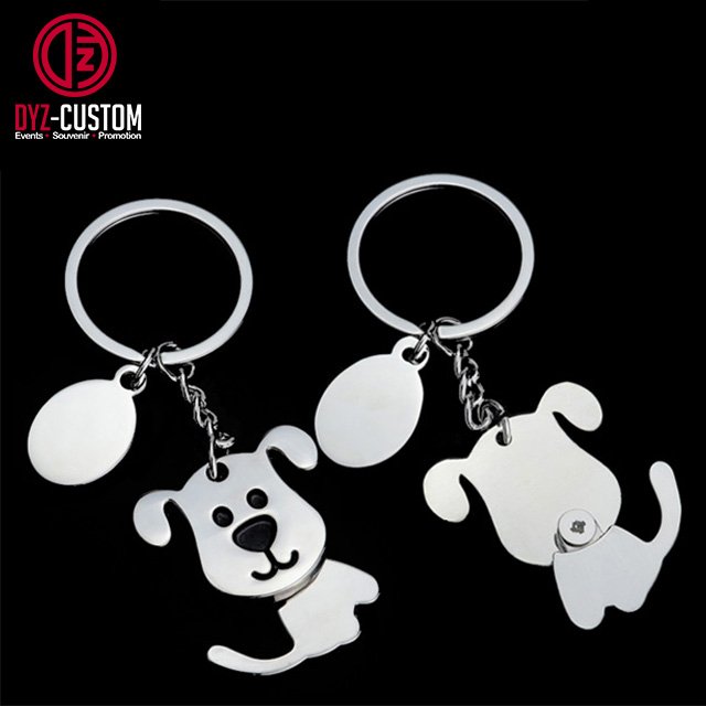 Cute Cartoon Cat Dog Metal Keychain Custom Alloy Key Holder Charm for Purse Hanging Ornament Car Accessory with Laser Logo