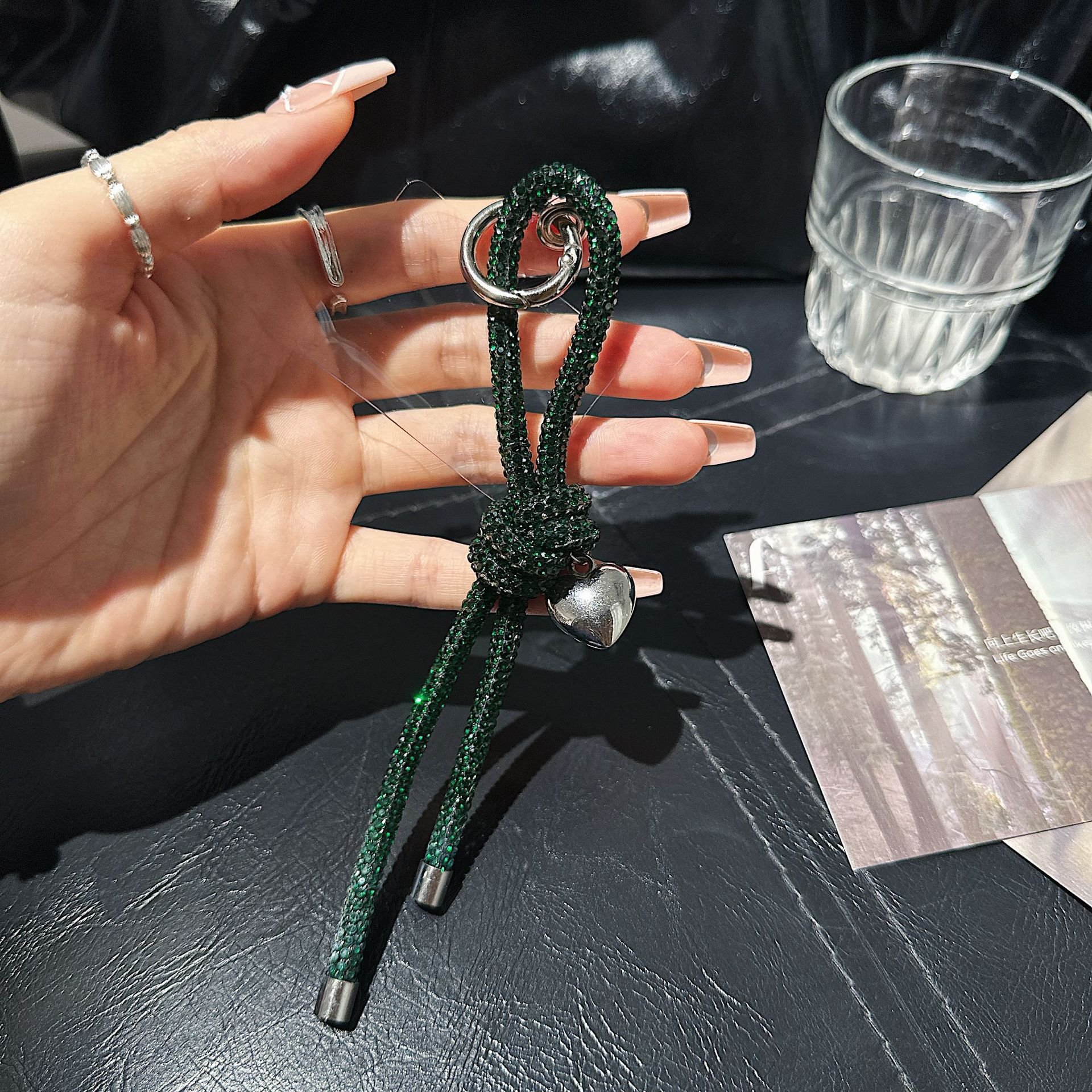 2024 New Crystal Keyring Shiny Rhinestone Knot Rope Chain Women Car Key Holder Simple Girls Handbag Decoration Bling Keychains