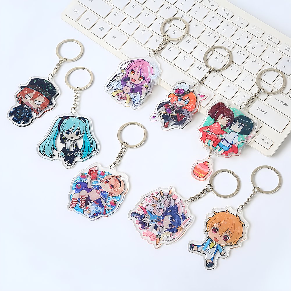 Plastic Pendant Laser Cut Charm Acrylic Keychain UV Print Custom Acrylic Key Chain Cute Animation cartoon Keychain Acrylic Charm