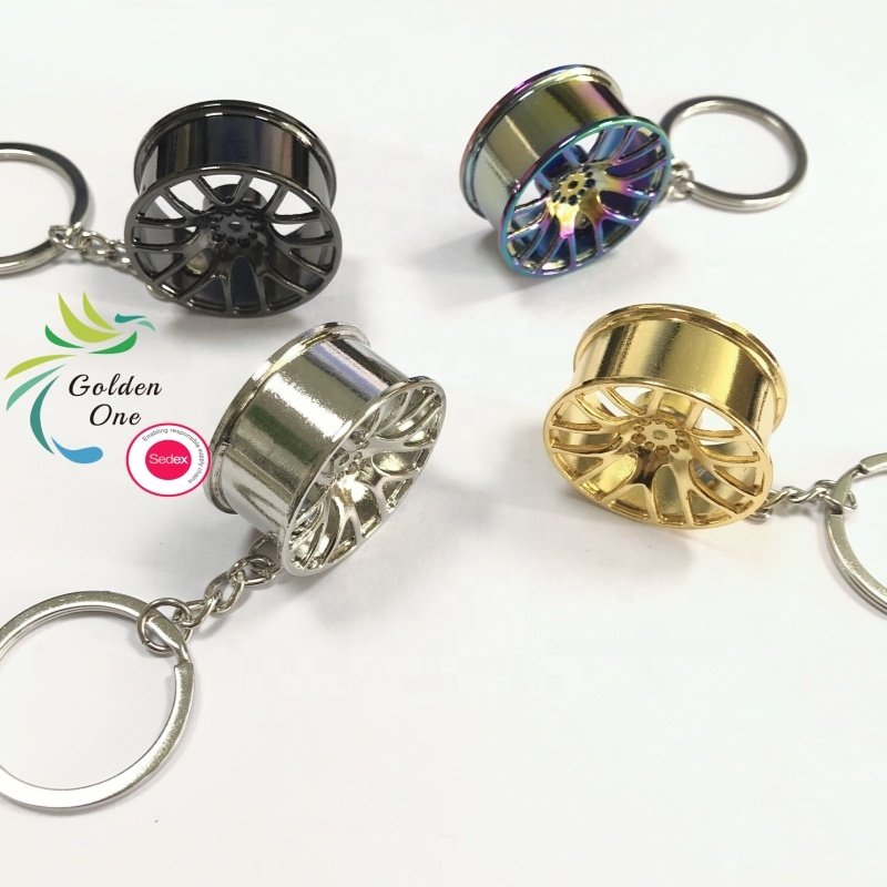 Wholesale Turbo Metal car Parts Gearbox Keychain Shift Wheel Hub Brake Disc key Chains For Gift