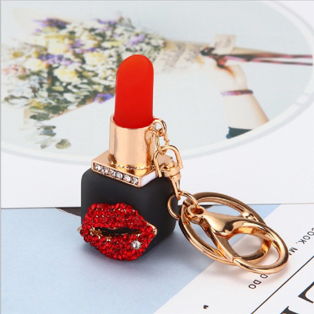 New funny fancy smoking lips diamond crystal Lip Gloss key chain Cute lovely bag Car Rhinestone Lipgloss Keychain