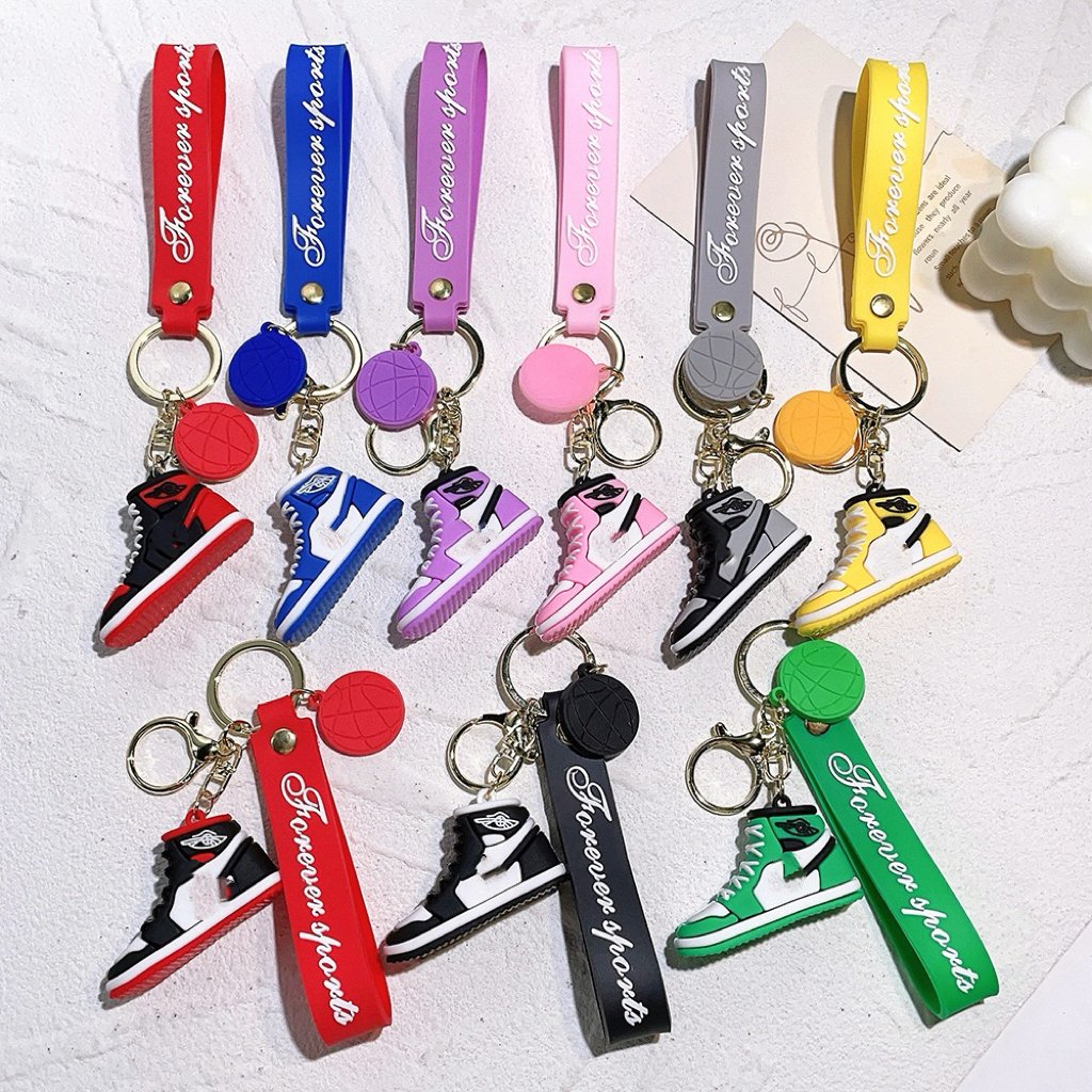 Cartoon Kawaii Anime keychain 3D PVC cute basketball Sneaker Shoe keychains Bag pendant Keyring rubber custom silicone Key chain