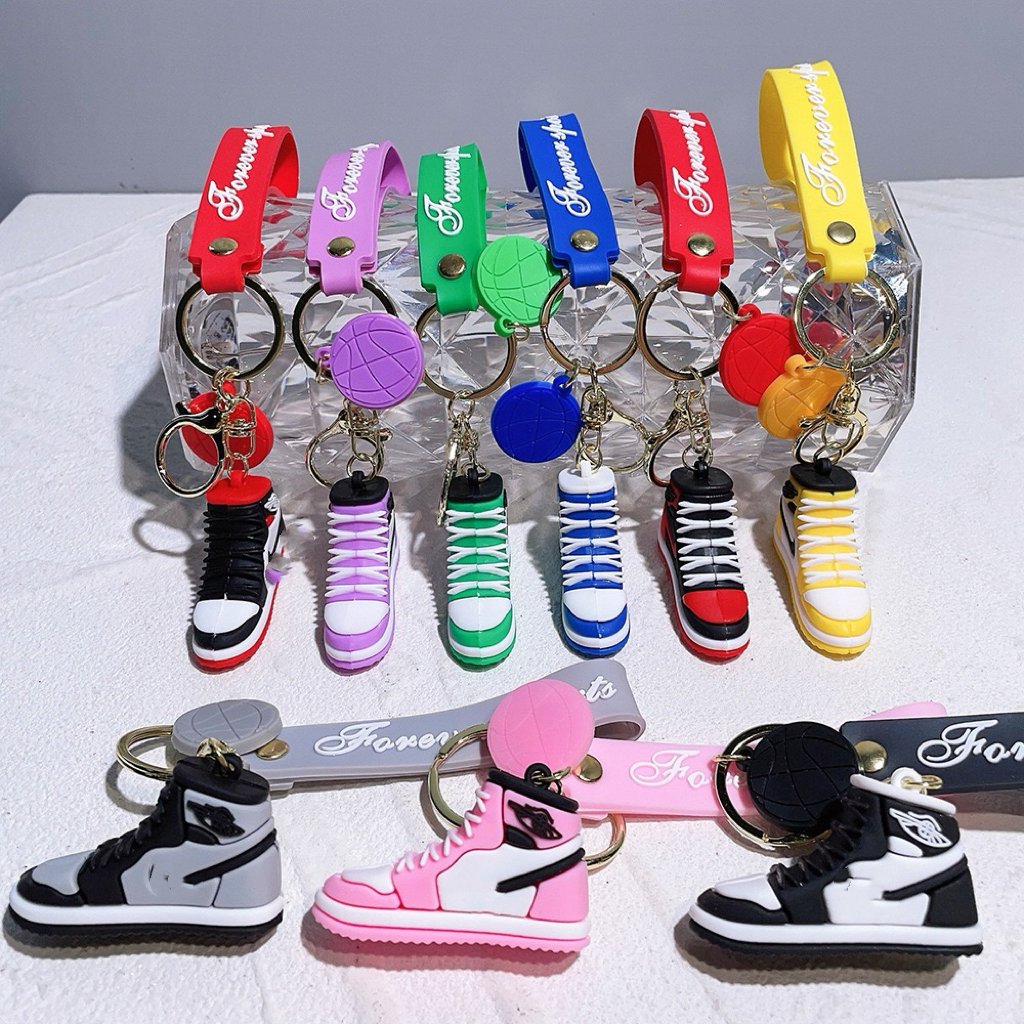 Cartoon Kawaii Anime keychain 3D PVC cute basketball Sneaker Shoe keychains Bag pendant Keyring rubber custom silicone Key chain