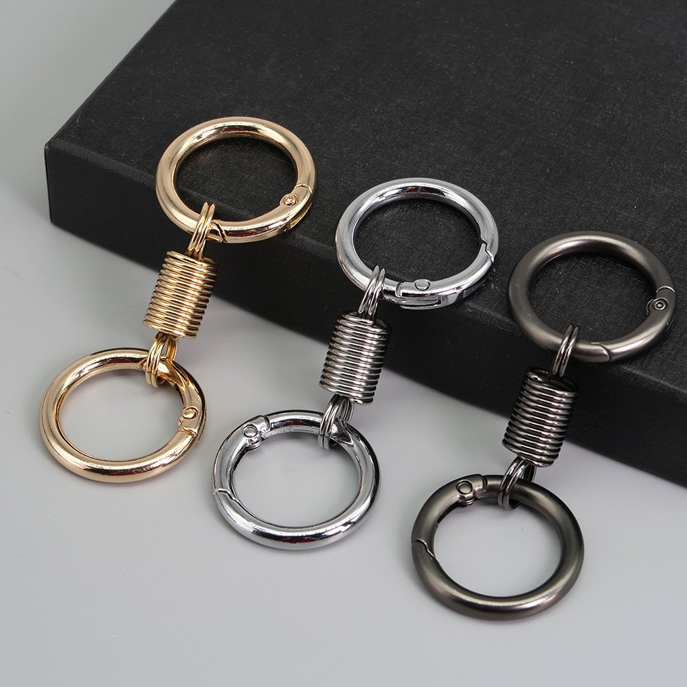 Creative couple Business keychain Spring ring waist hanging metal Car Bag Pendant Circle Rings Keyring keychains for promotion