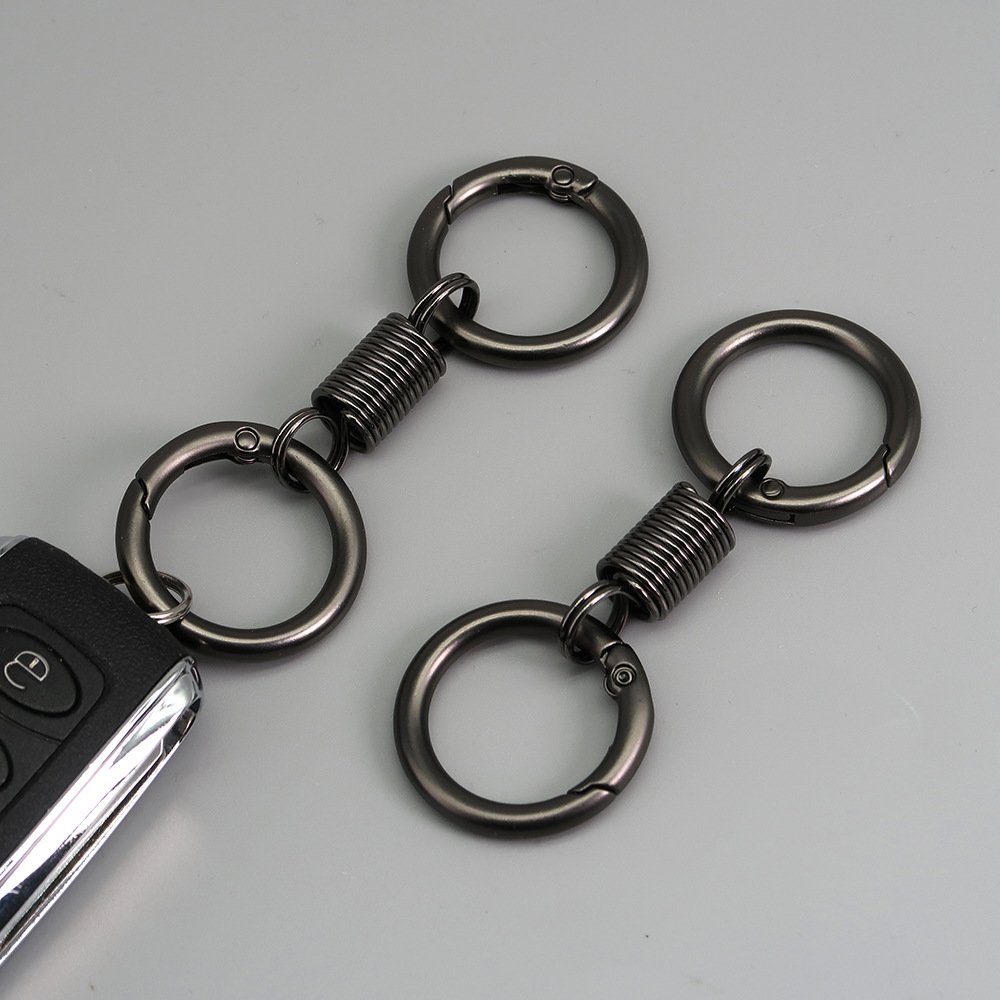 Creative couple Business keychain Spring ring waist hanging metal Car Bag Pendant Circle Rings Keyring keychains for promotion