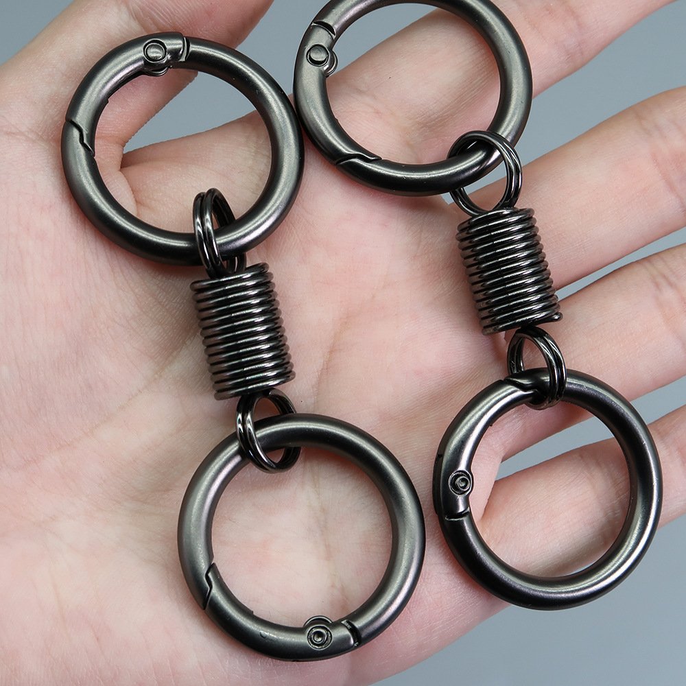 Creative couple Business keychain Spring ring waist hanging metal Car Bag Pendant Circle Rings Keyring keychains for promotion