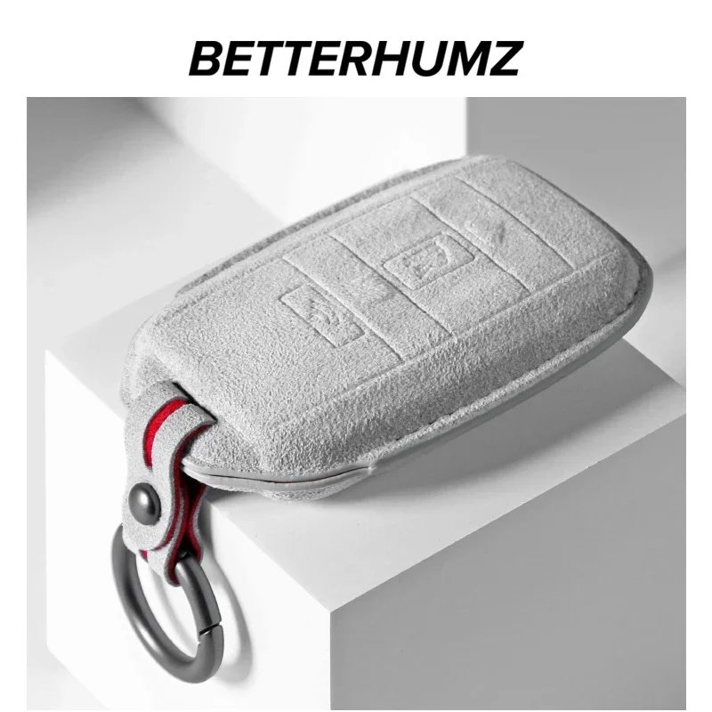 Betterhumz For Rolls Royce Phantom Wraith Cullinan Car Key Fob Case Cover KeyChains Car Keycase Accessories Made of Alcantara