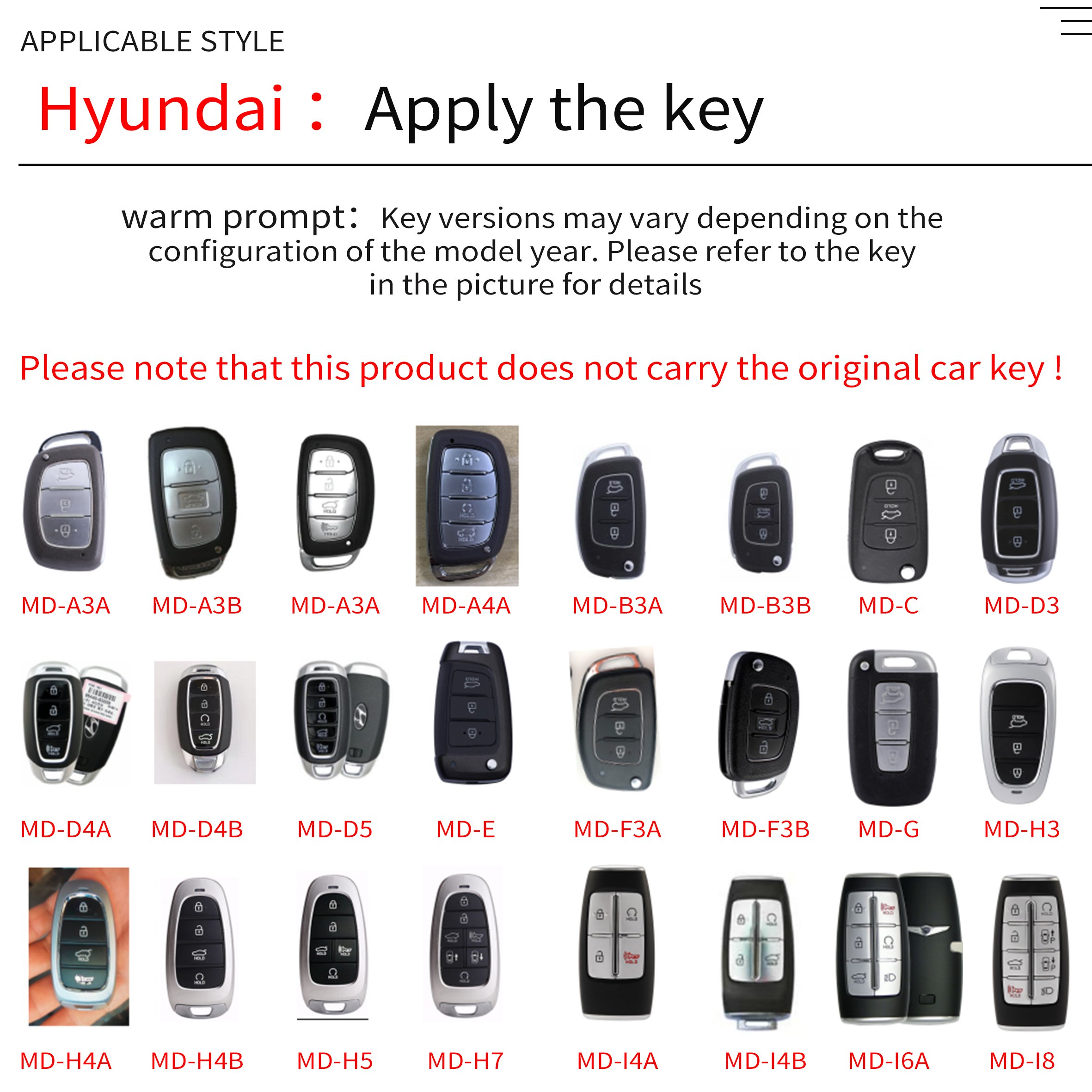 Free Sample Car Accessories Key Holder case for Hyundai Solaris 2021 Accent Ix25 Creta 2020 Elantra Tucson Verna I20 Key cover