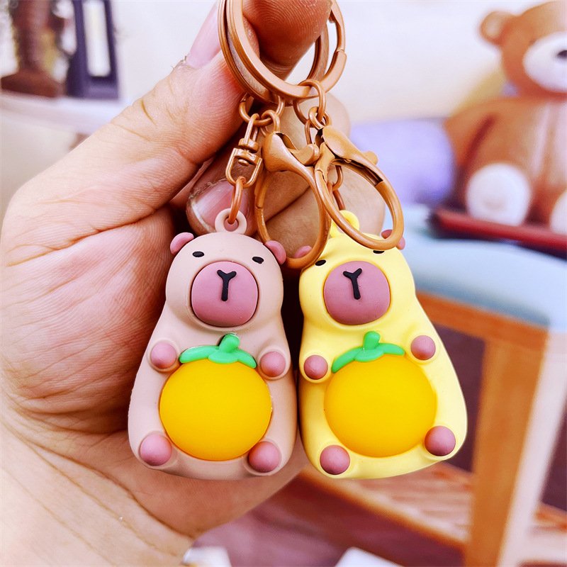 Afuly Cute Figure Capybara Pvc Keychain Key Tag for Car Key Chain Kawaii Adorable Bag Pendant Toy Capibara Nightlight Key Ring