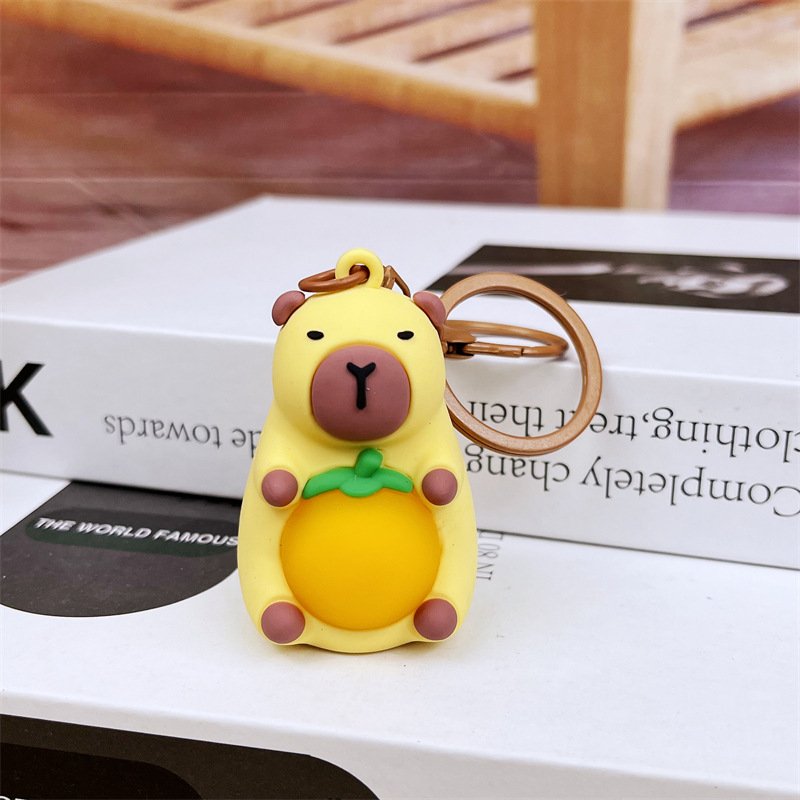 Afuly Cute Figure Capybara Pvc Keychain Key Tag for Car Key Chain Kawaii Adorable Bag Pendant Toy Capibara Nightlight Key Ring