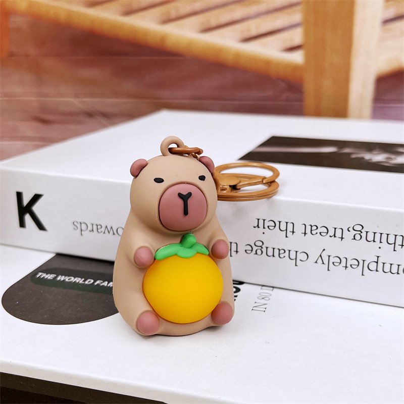 Afuly Cute Figure Capybara Pvc Keychain Key Tag for Car Key Chain Kawaii Adorable Bag Pendant Toy Capibara Nightlight Key Ring
