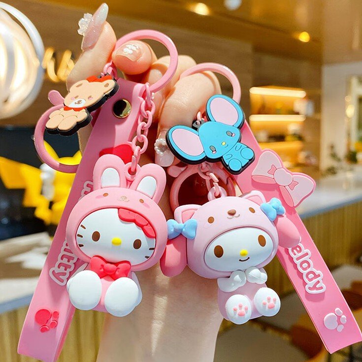 Cartoon cute Sanrios keychain doll pendant car key ring pendant school bag key chain accessories wholesale