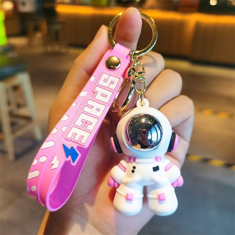 promotional gifts wholesale 3D PVC kawaii character car keyring key chain accessories cartoon cute car astronaut keychain