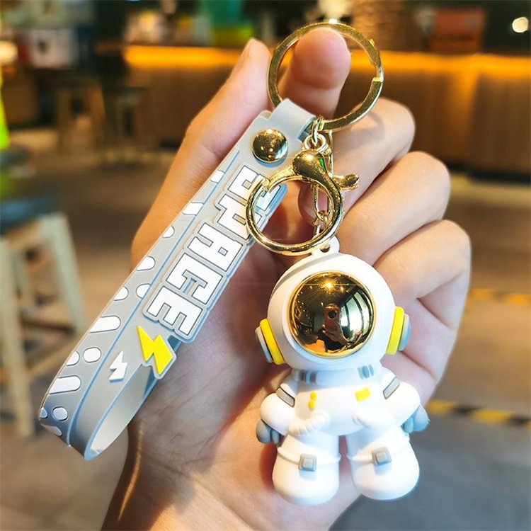 promotional gifts wholesale 3D PVC kawaii character car keyring key chain accessories cartoon cute car astronaut keychain
