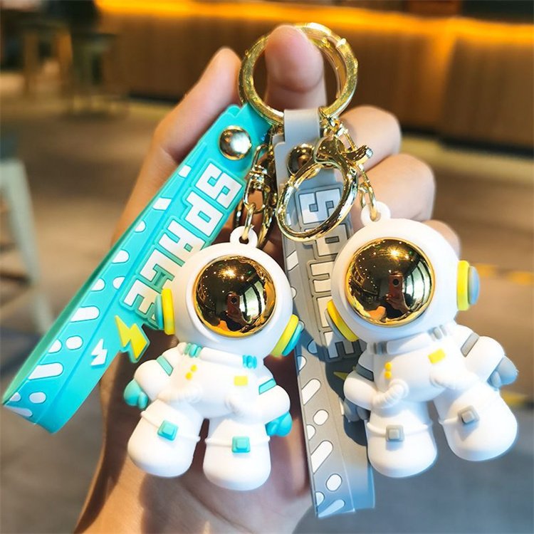 promotional gifts wholesale 3D PVC kawaii character car keyring key chain accessories cartoon cute car astronaut keychain