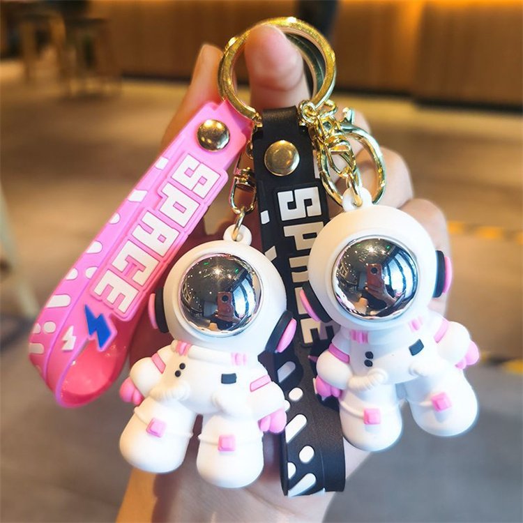 promotional gifts wholesale 3D PVC kawaii character car keyring key chain accessories cartoon cute car astronaut keychain