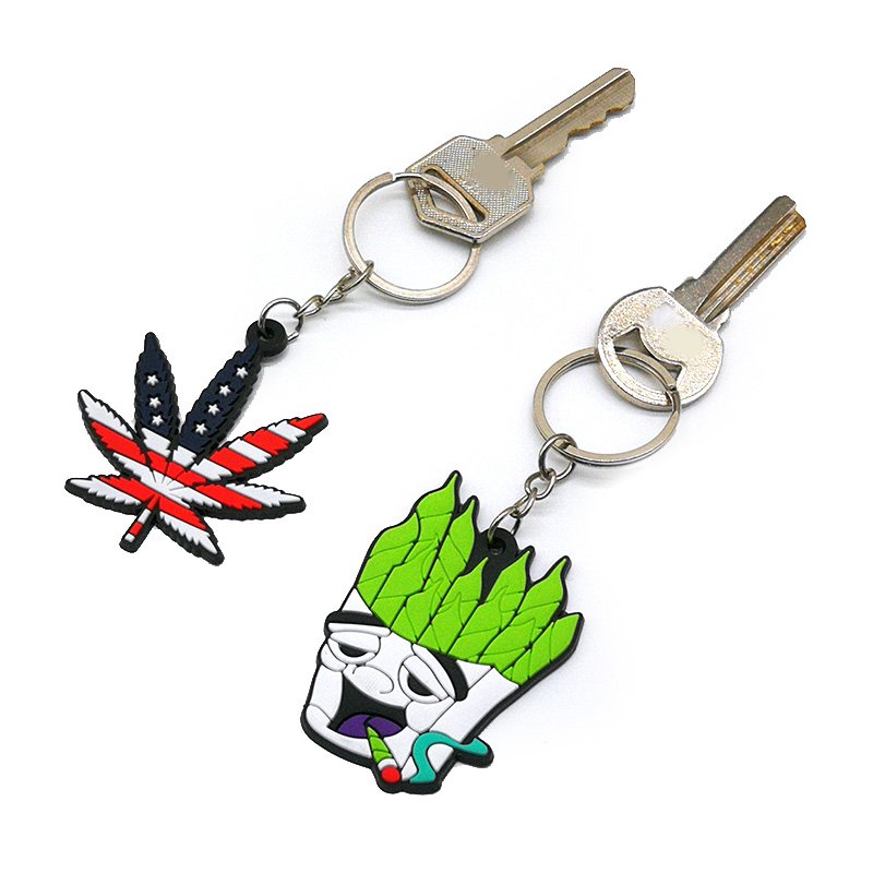 pvc Cartoon Key Chain Cute Leaf shape Key Ring Tobacco key Holder Fashion Gift for men Car Key Ornament Bag Pendant Wholesale