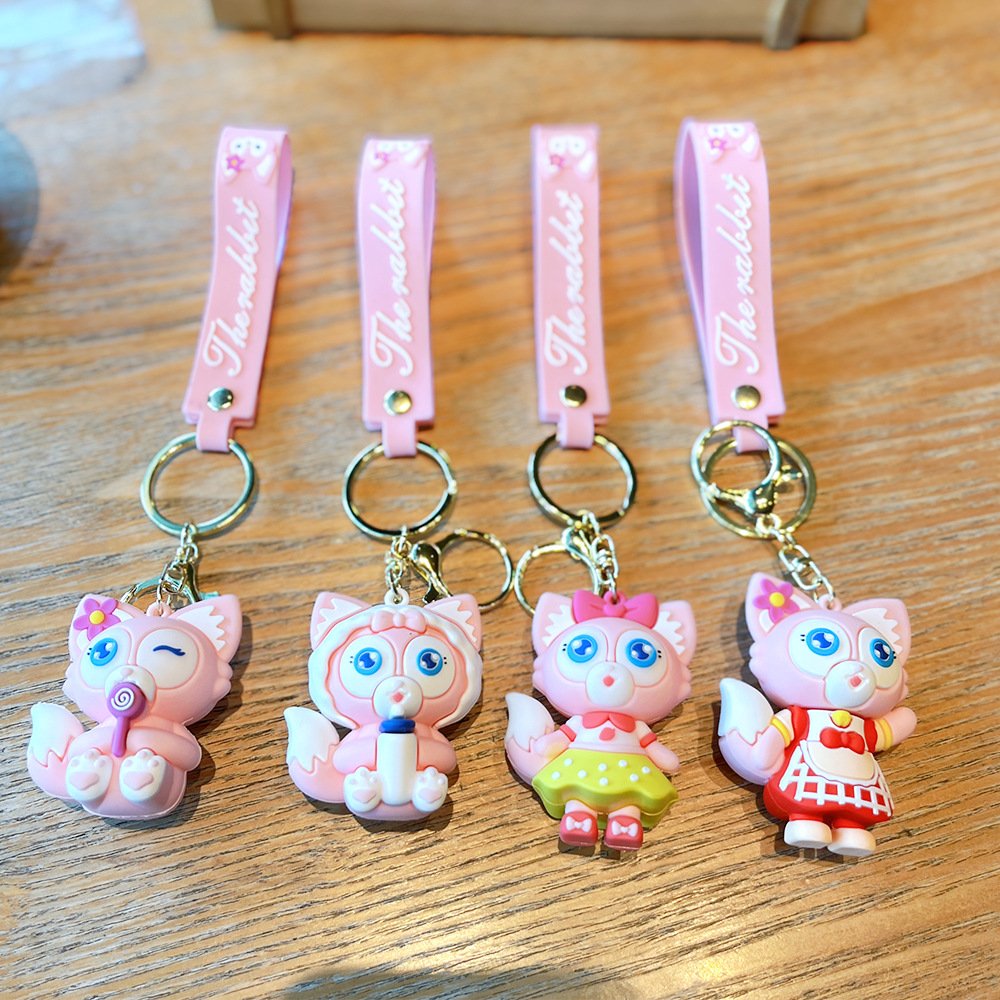 Cartoon Cute Fox Belle Keychain Exquisite Doll Couple Bag Car Chain Hanging Accessories Small Gift Wholesale