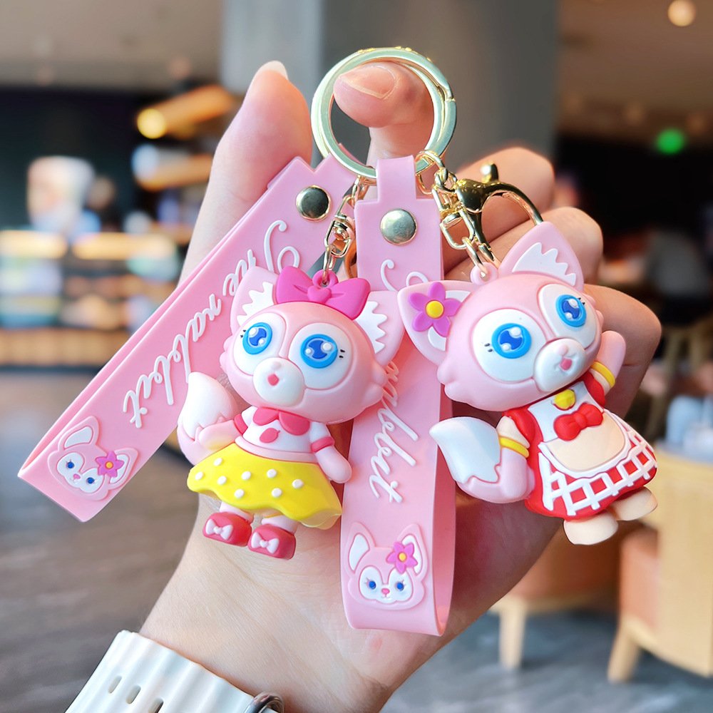 Cartoon Cute Fox Belle Keychain Exquisite Doll Couple Bag Car Chain Hanging Accessories Small Gift Wholesale