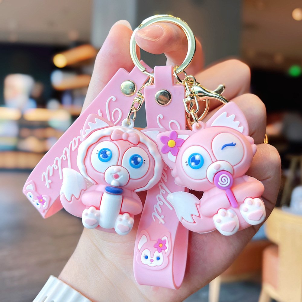 Cartoon Cute Fox Belle Keychain Exquisite Doll Couple Bag Car Chain Hanging Accessories Small Gift Wholesale