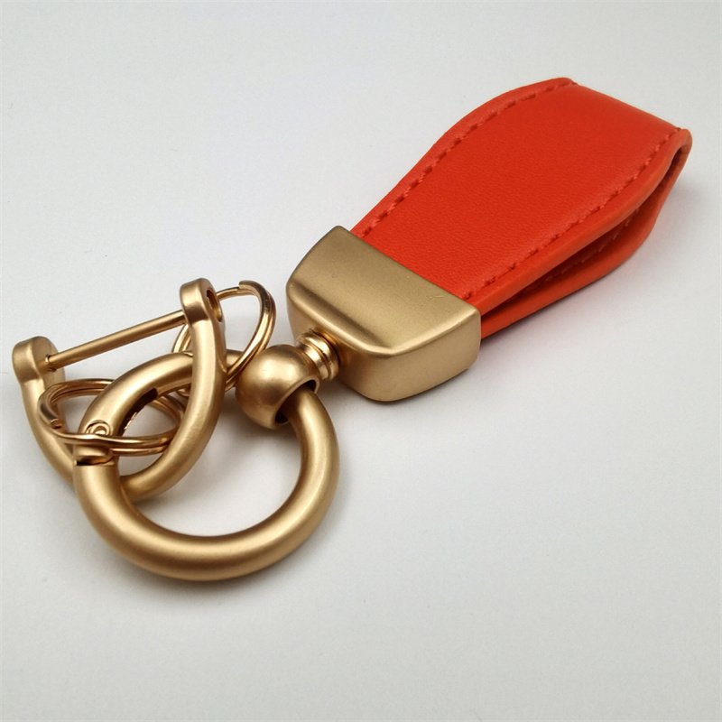 DIY Macaroon Car Key Chain Luxury Genuine Leather Keychain Pure Candy Color Buckle Key Ring Car Accessories Gift Car Keychain