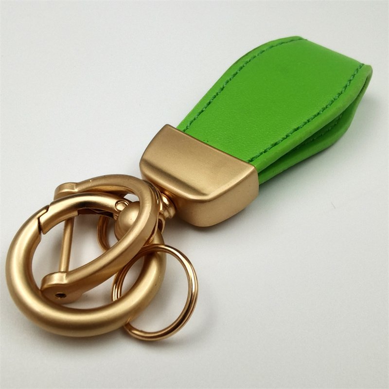 DIY Macaroon Car Key Chain Luxury Genuine Leather Keychain Pure Candy Color Buckle Key Ring Car Accessories Gift Car Keychain
