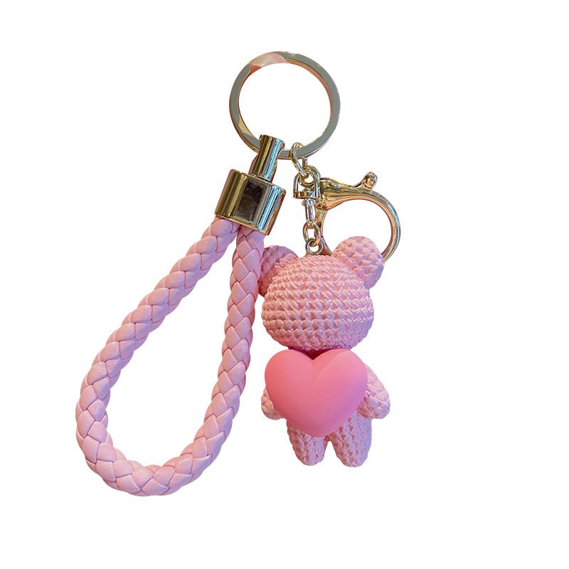 Creative Love Bear Keychain Lovely Heart Bear Doll Key chain Bag Hanging Accessories Keychain for backpack