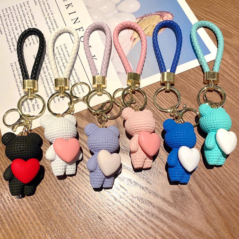 Creative Love Bear Keychain Lovely Heart Bear Doll Key chain Bag Hanging Accessories Keychain for backpack