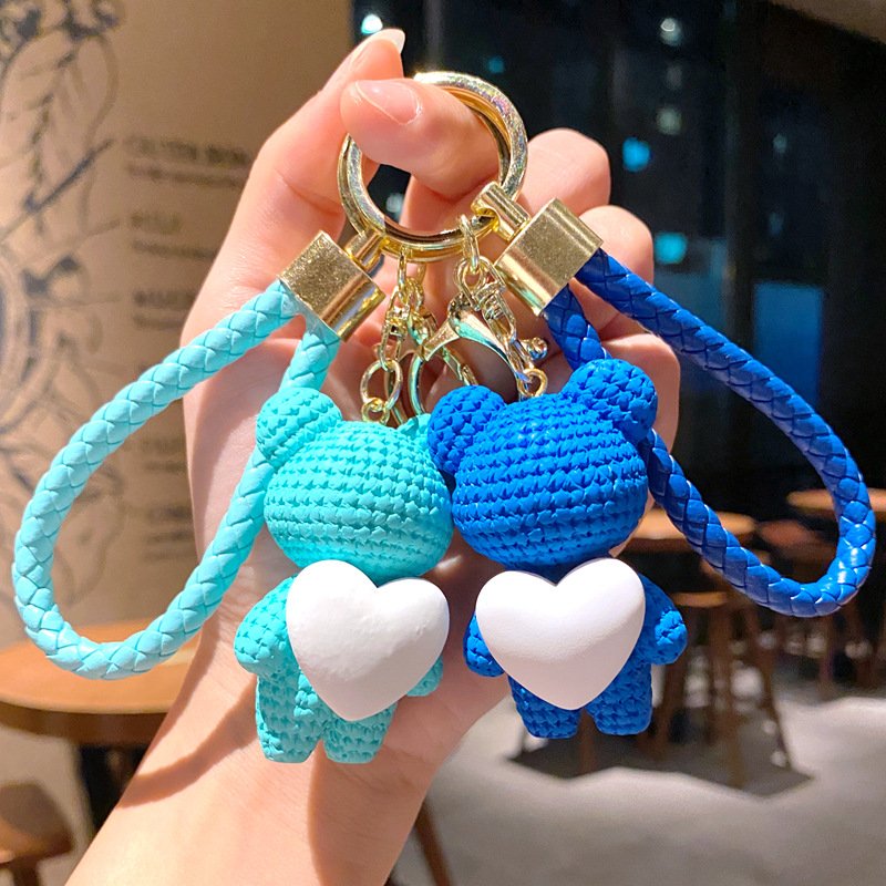 Creative Love Bear Keychain Lovely Heart Bear Doll Key chain Bag Hanging Accessories Keychain for backpack