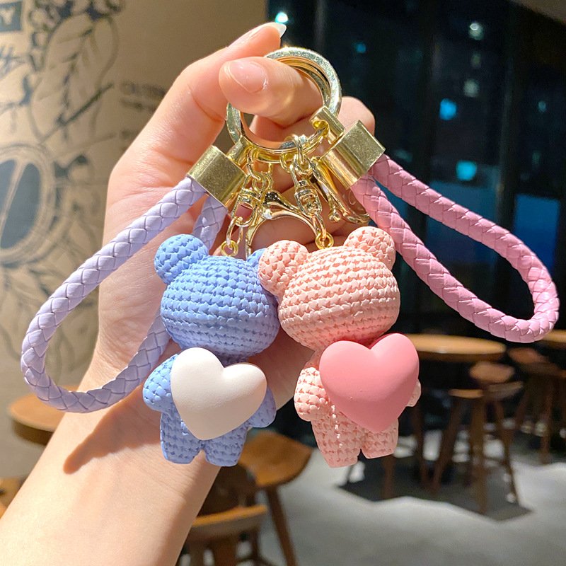 Creative Love Bear Keychain Lovely Heart Bear Doll Key chain Bag Hanging Accessories Keychain for backpack