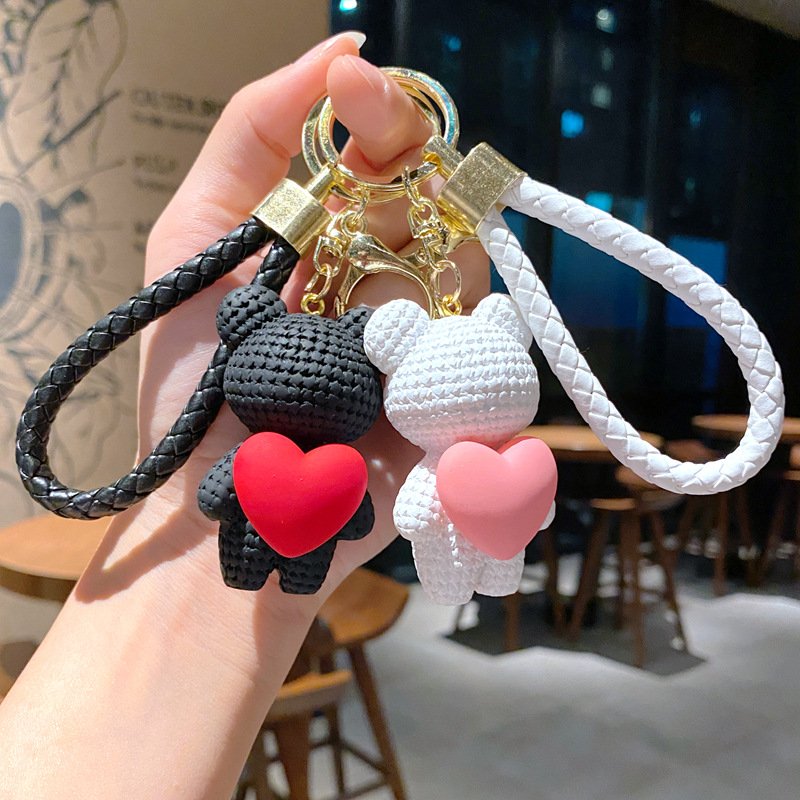 Creative Love Bear Keychain Lovely Heart Bear Doll Key chain Bag Hanging Accessories Keychain for backpack