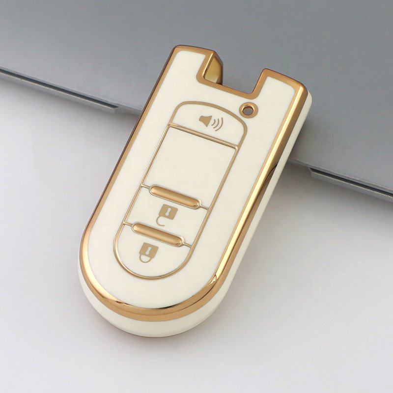 Silver Edge TPU Car Key Case Cover with keychain For Daihatsu Tanto LA610S Perodua Toyota Rush car accessories key protector