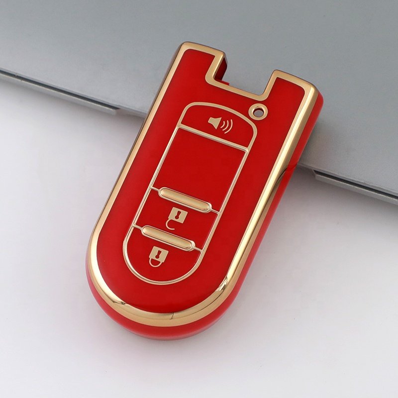 Silver Edge TPU Car Key Case Cover with keychain For Daihatsu Tanto LA610S Perodua Toyota Rush car accessories key protector