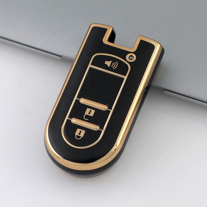 Silver Edge TPU Car Key Case Cover with keychain For Daihatsu Tanto LA610S Perodua Toyota Rush car accessories key protector