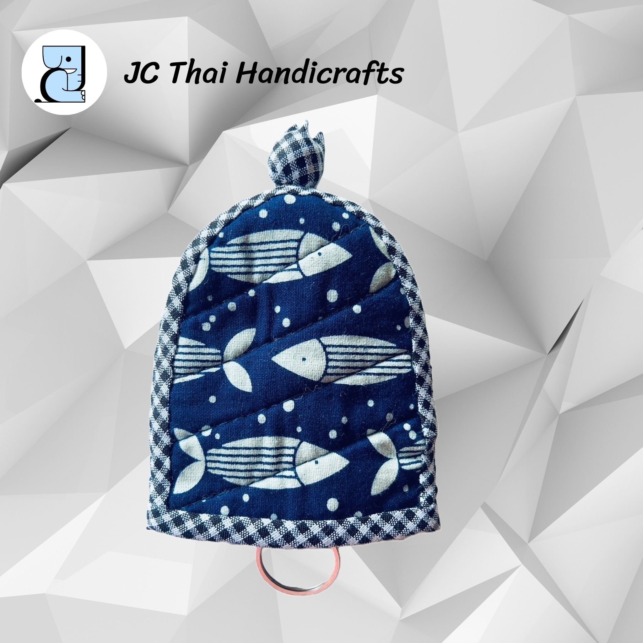 2024 Best Seller Indigo Tie Dye Fabric Car Keychain Handmade Keychain Accessories Popular Christmas Gifts with Key Ring