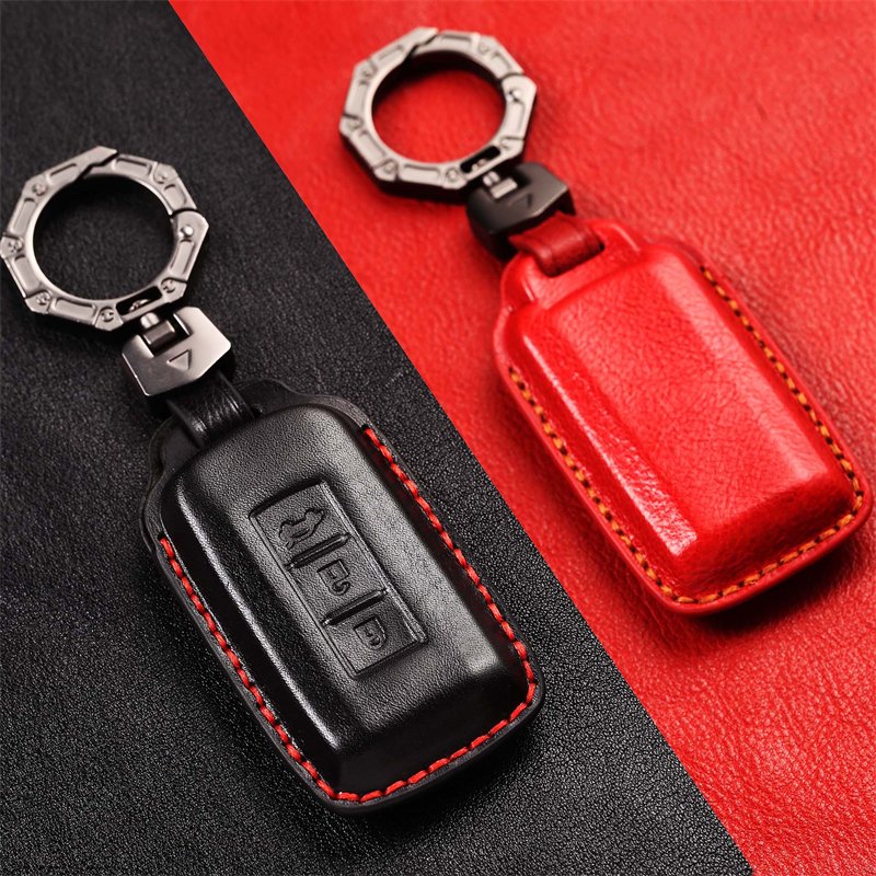 Genuine Leather Car Key Case Cover for Mitsubishi Outlander Lancer Mirage Smart Key Case Accessories Handmade Car key Shell