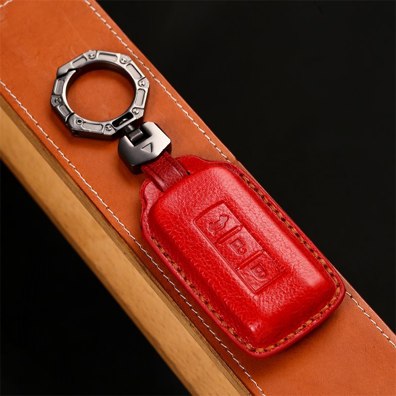 Genuine Leather Car Key Case Cover for Mitsubishi Outlander Lancer Mirage Smart Key Case Accessories Handmade Car key Shell