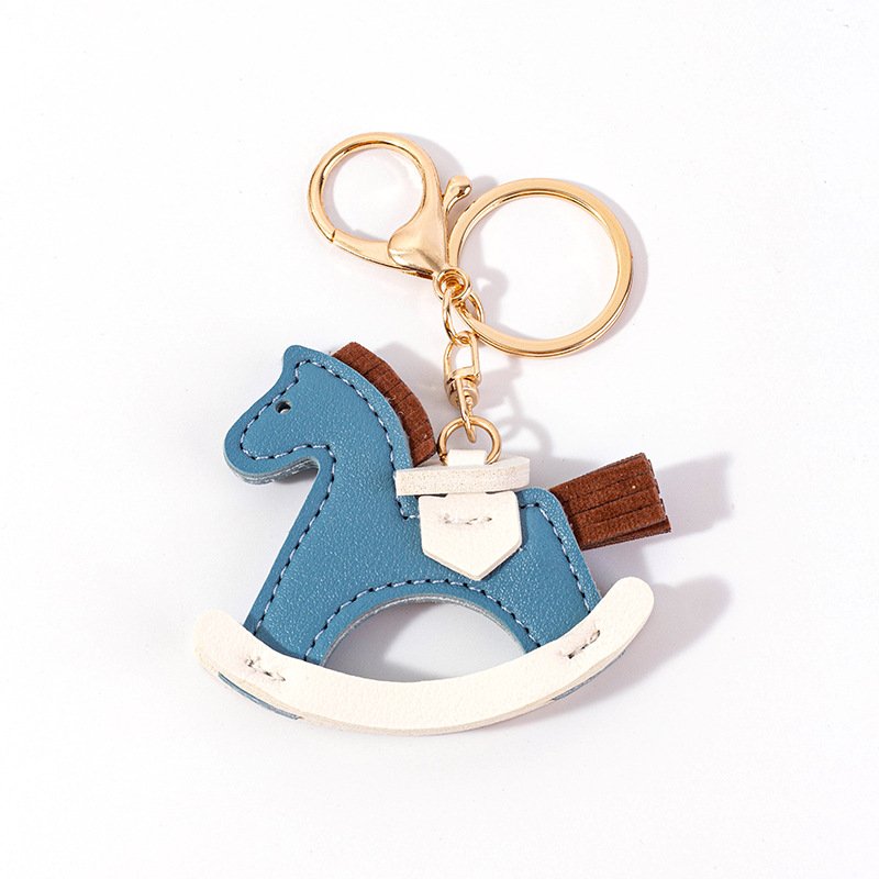 New custom horse leather car key chain accessories animal key ring bag charm ornament pendant luxury designer keychains